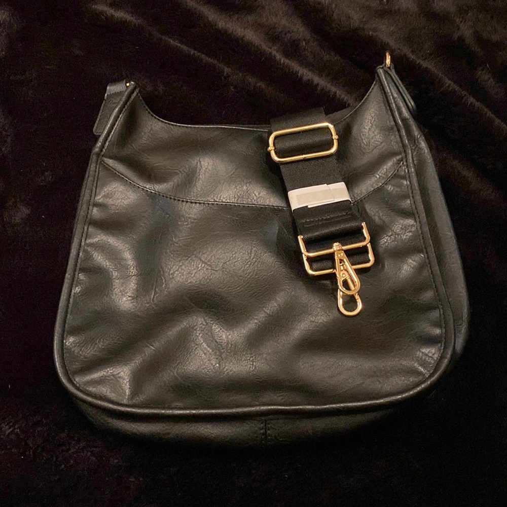 Ahdorned Faux Leather Messenger Bag